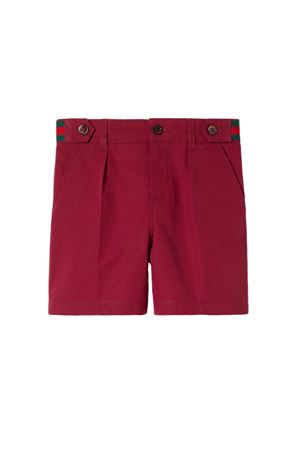 Dark red heavy cotton poplin shorts GUCCI KIDS | 810875XWA3E6055